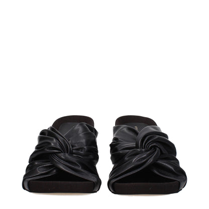 Black Leather Stiletto Heel Sandals