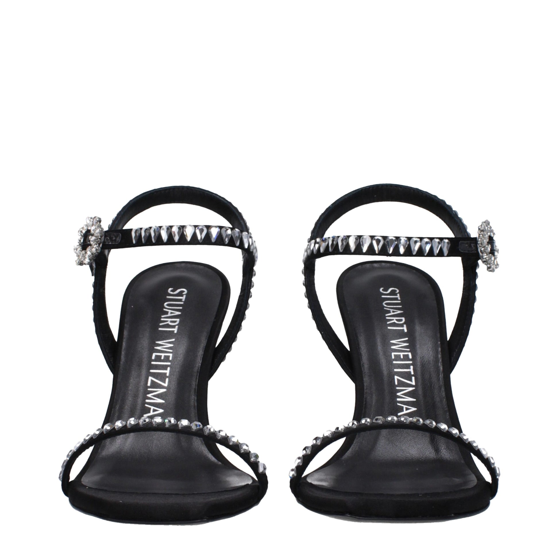 Black Satin Stiletto Heel Sandals