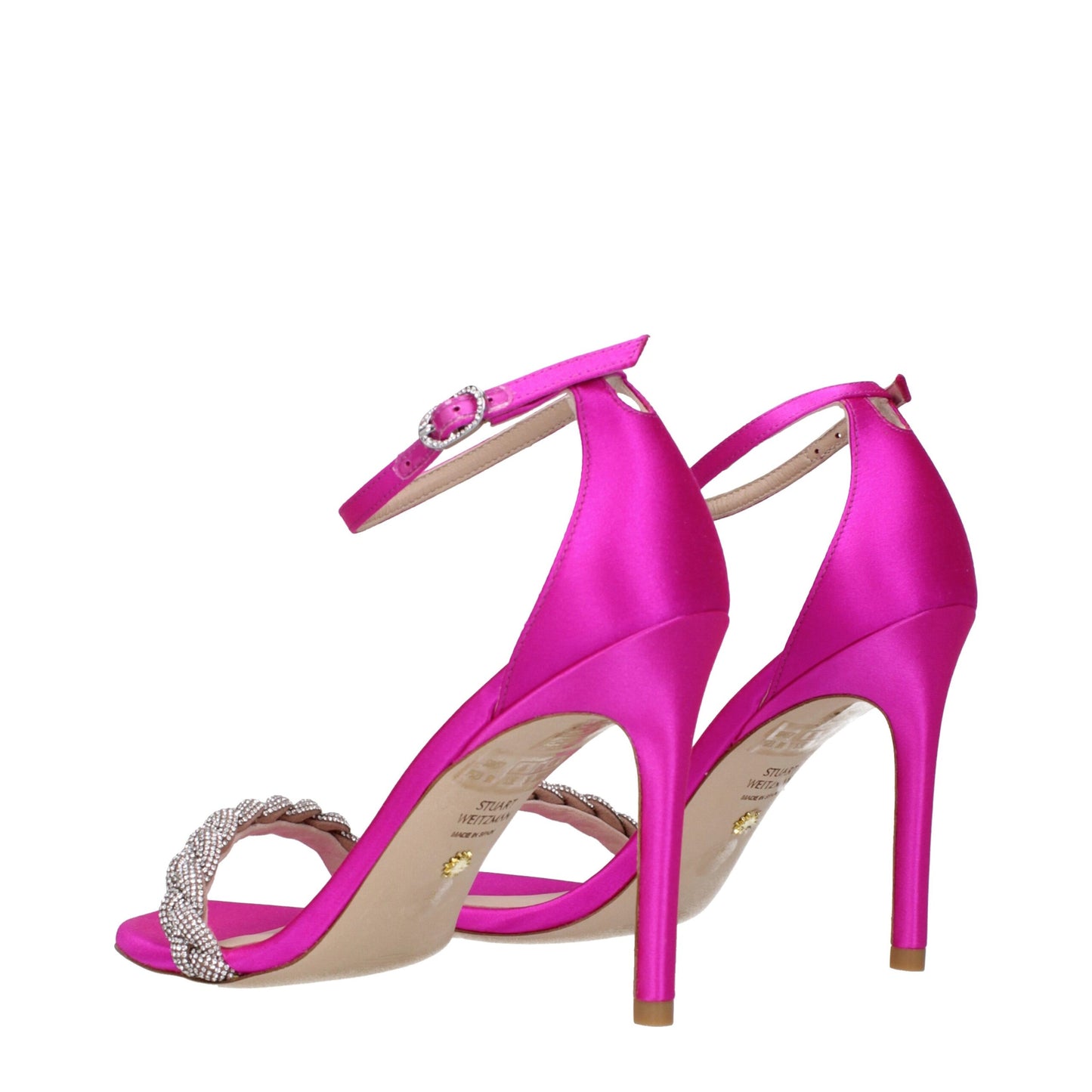 Pink Satin Stiletto Heel Sandals