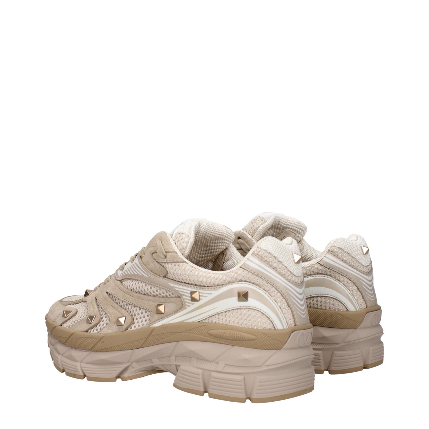 Beige Fabric Low Top Sneakers