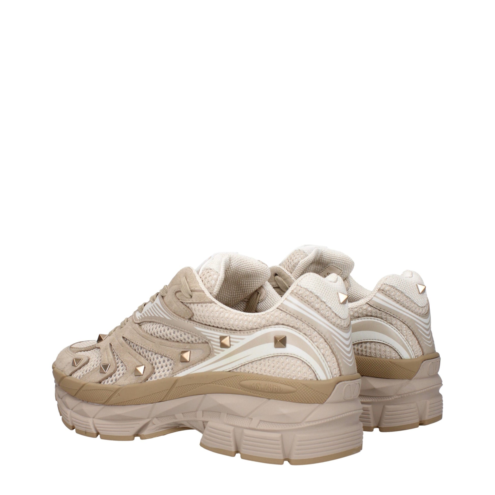 Beige Fabric Low Top Sneakers