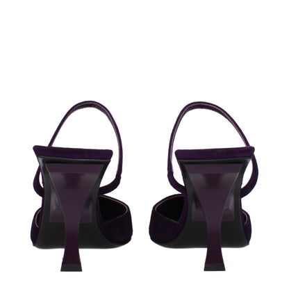 Purple Leather Stiletto Heel Sandals