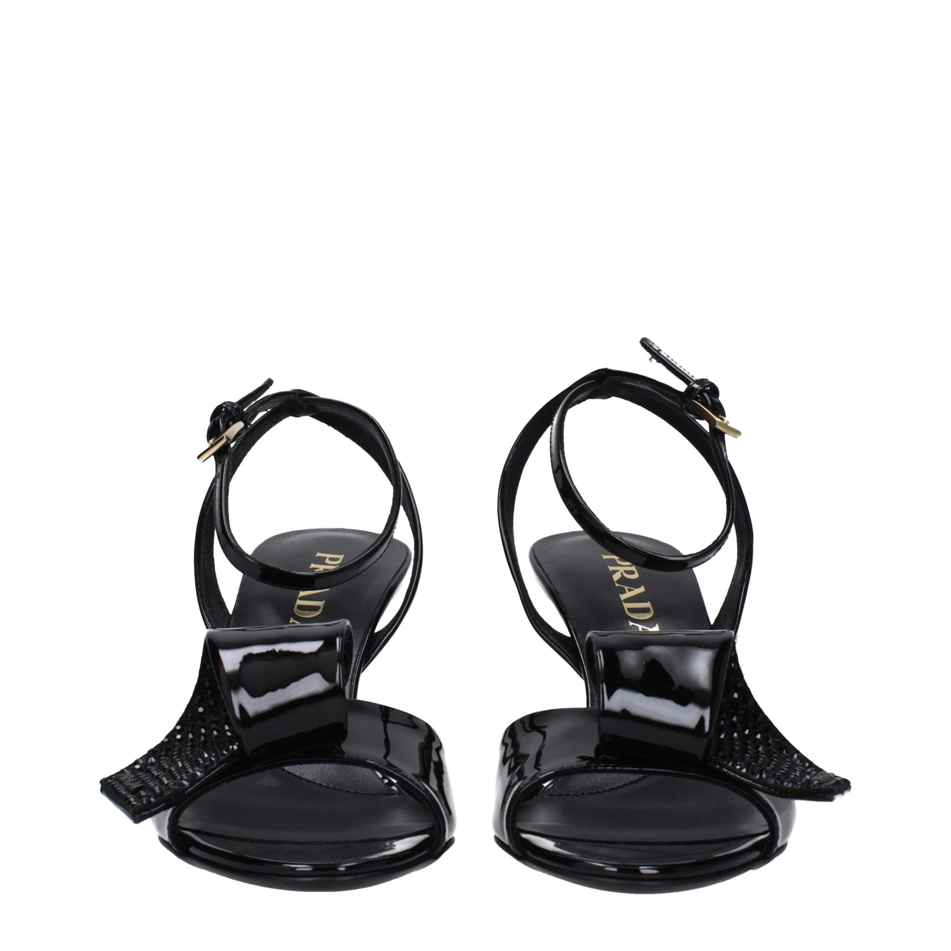 Black Leather Stiletto Heel Sandals