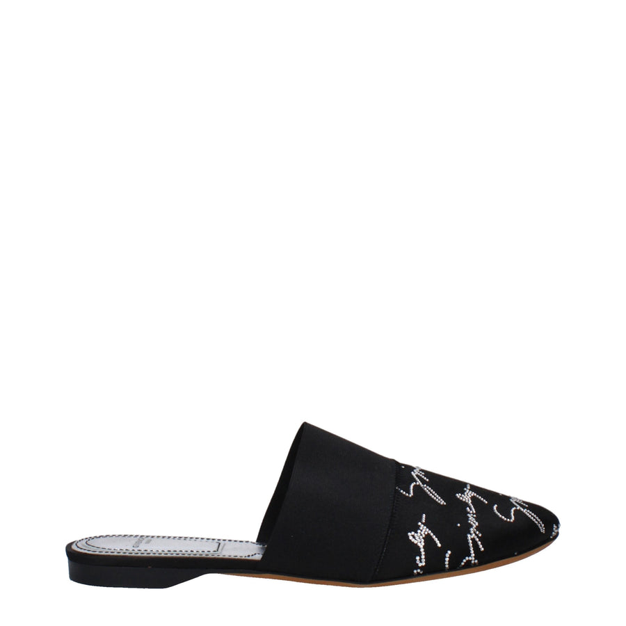 Black Satin Slippers
