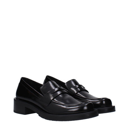 Black Leather Slip-On Loafers