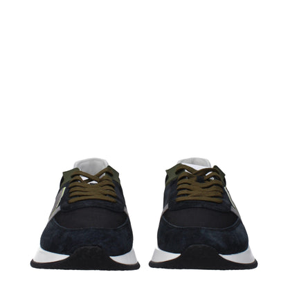 Blue Leather Athletic Sneakers