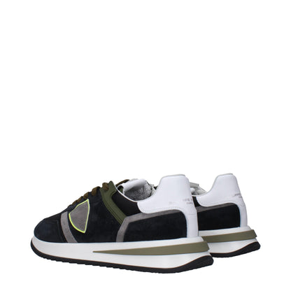 Blue Leather Athletic Sneakers