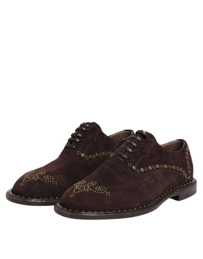 Brown Velvet Lace Up Oxford Dress Shoes