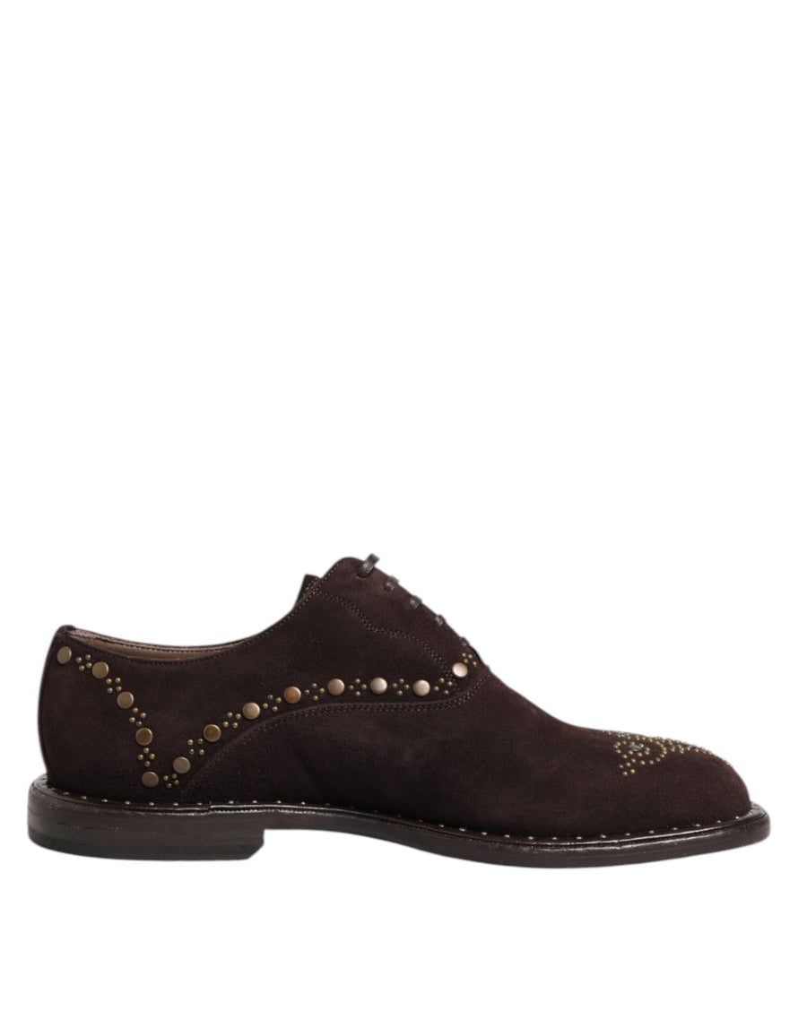 Brown Velvet Lace Up Oxford Dress Shoes