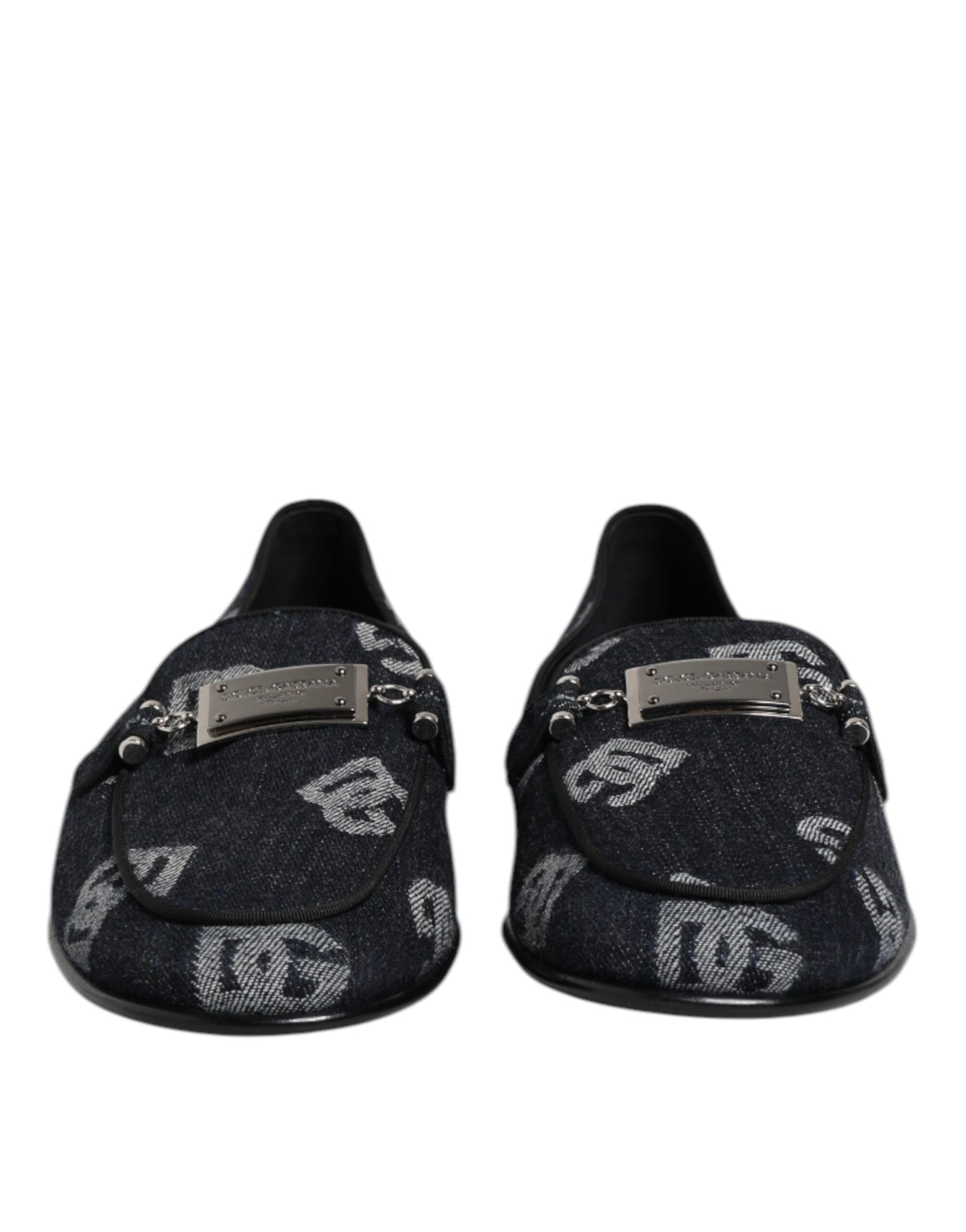 Blue Logo Cotton Loafers Formal Dress Shoes