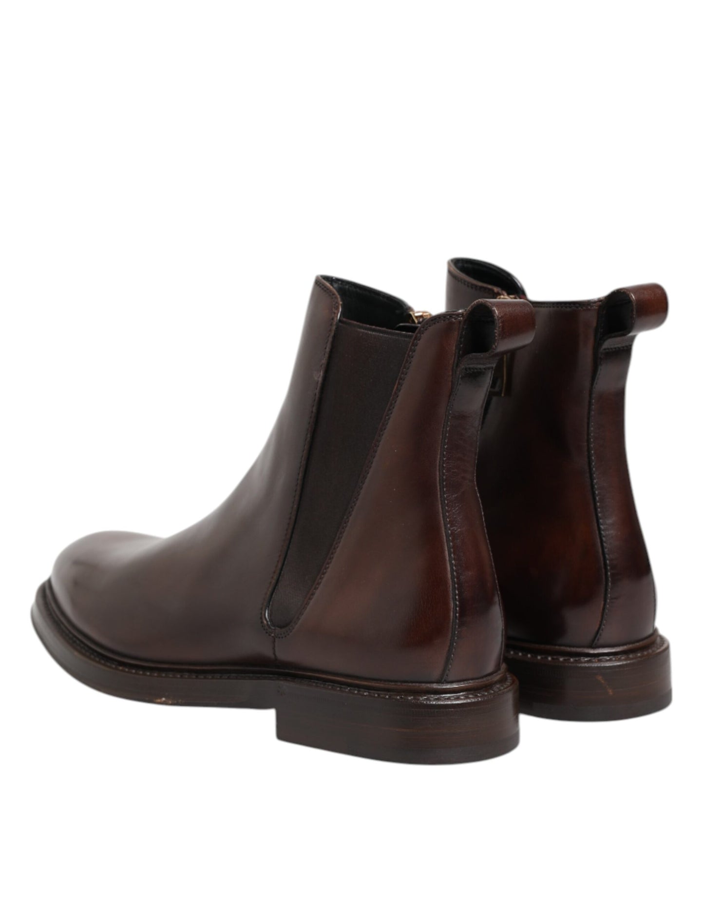 Brown Chelsea Leather Mid Calf Boots Shoes