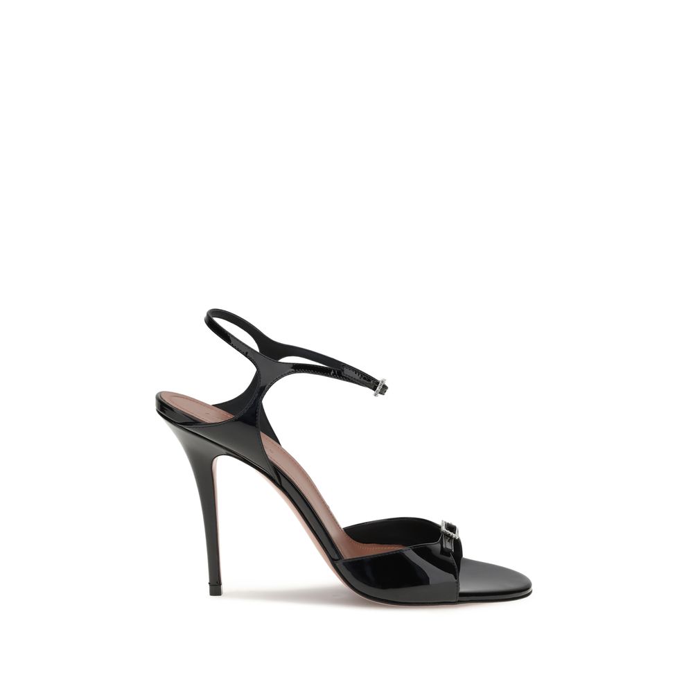 Black Calf Leather Bos Taurus Stiletto Heel Sandals