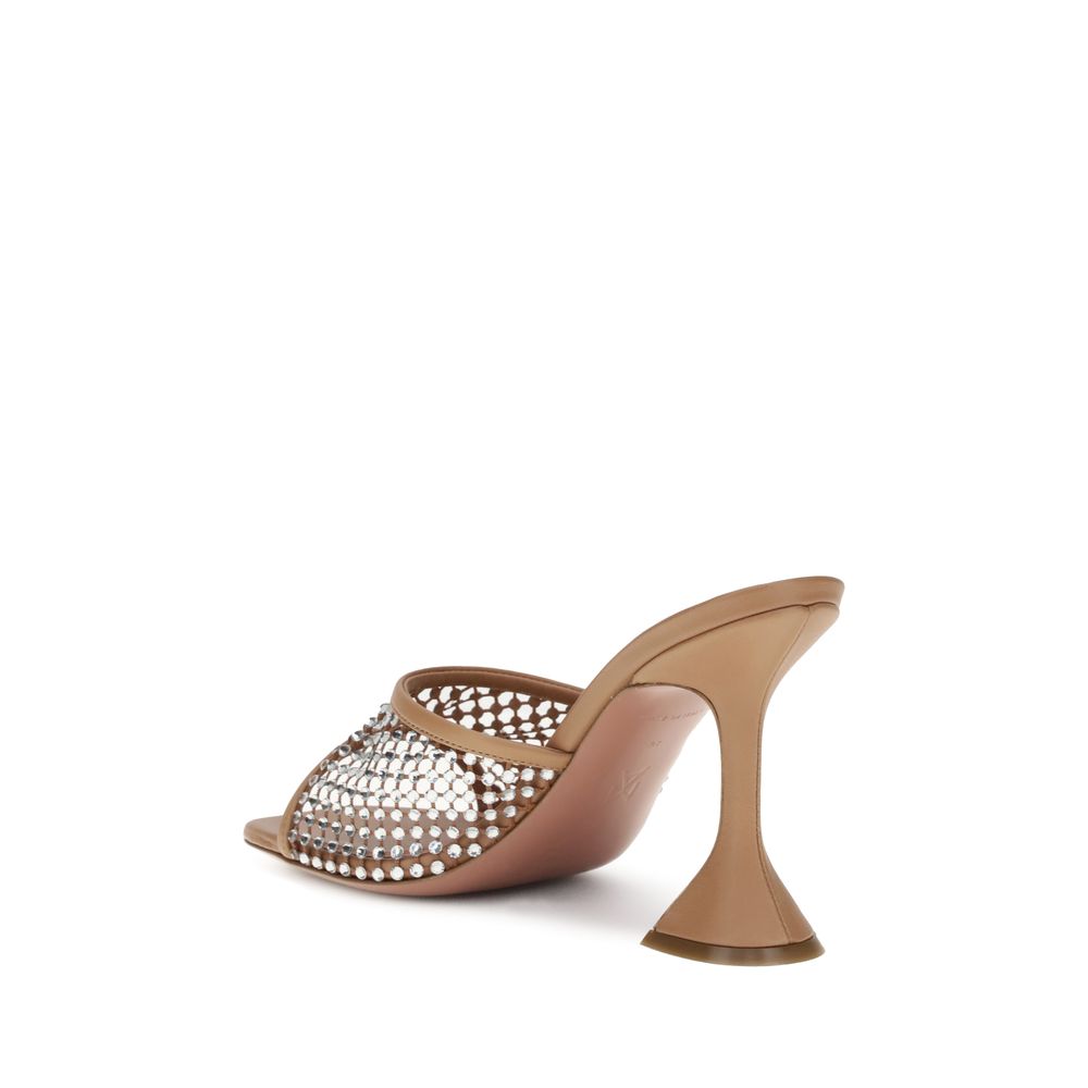 Beige Goatskin Stiletto Heel Sandals