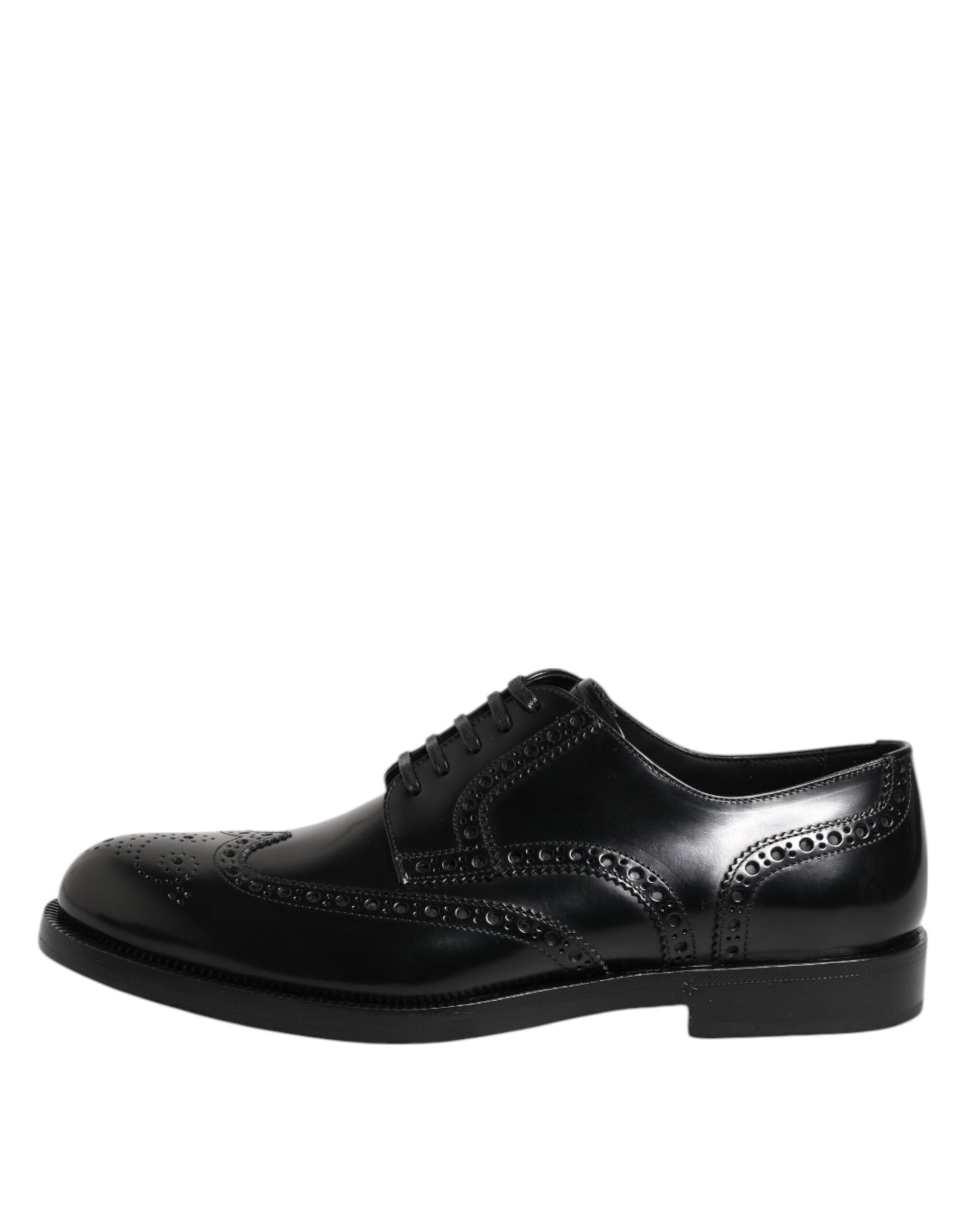 Black Leather Derby Wingtip Formal Shoes