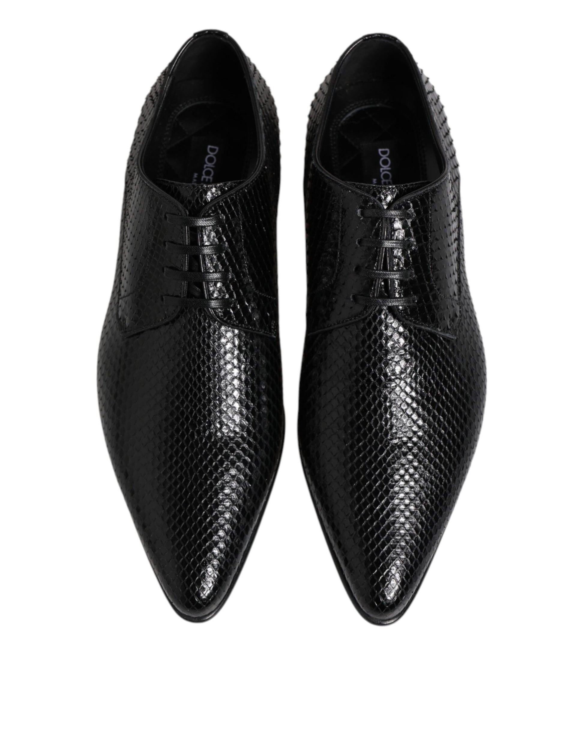 Black Exotic Leather Lace Up Derby Shoes