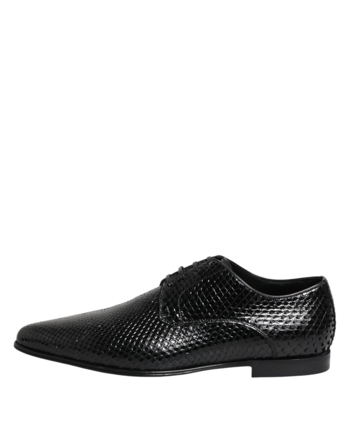 Black Exotic Leather Lace Up Derby Shoes
