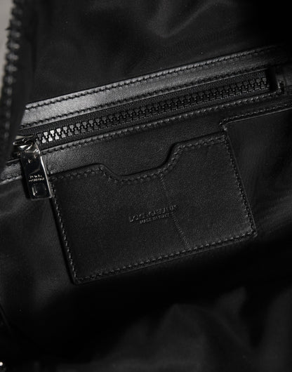 White DG Stars Print Nylon Travel Backpack Bag