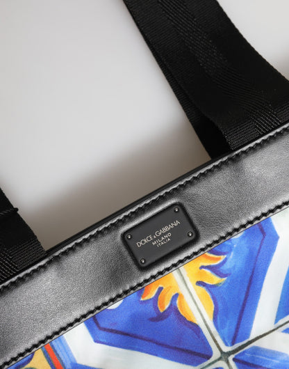 Multicolor Maiolica Print Tote Shoulder Strap Bag