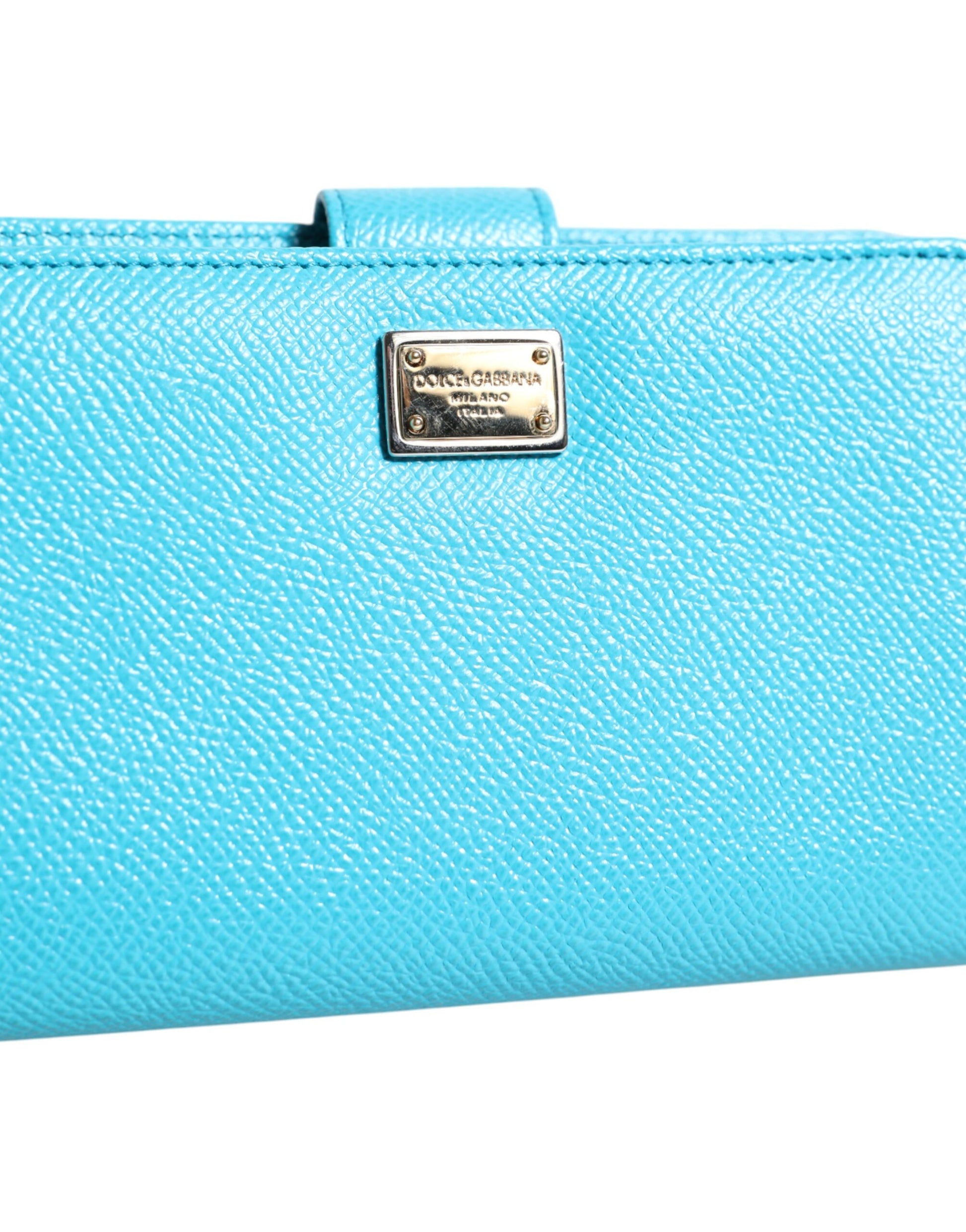 Light Blue Leather Bifold Continental Clutch Wallet