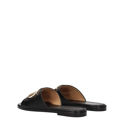 Black Leather Slippers