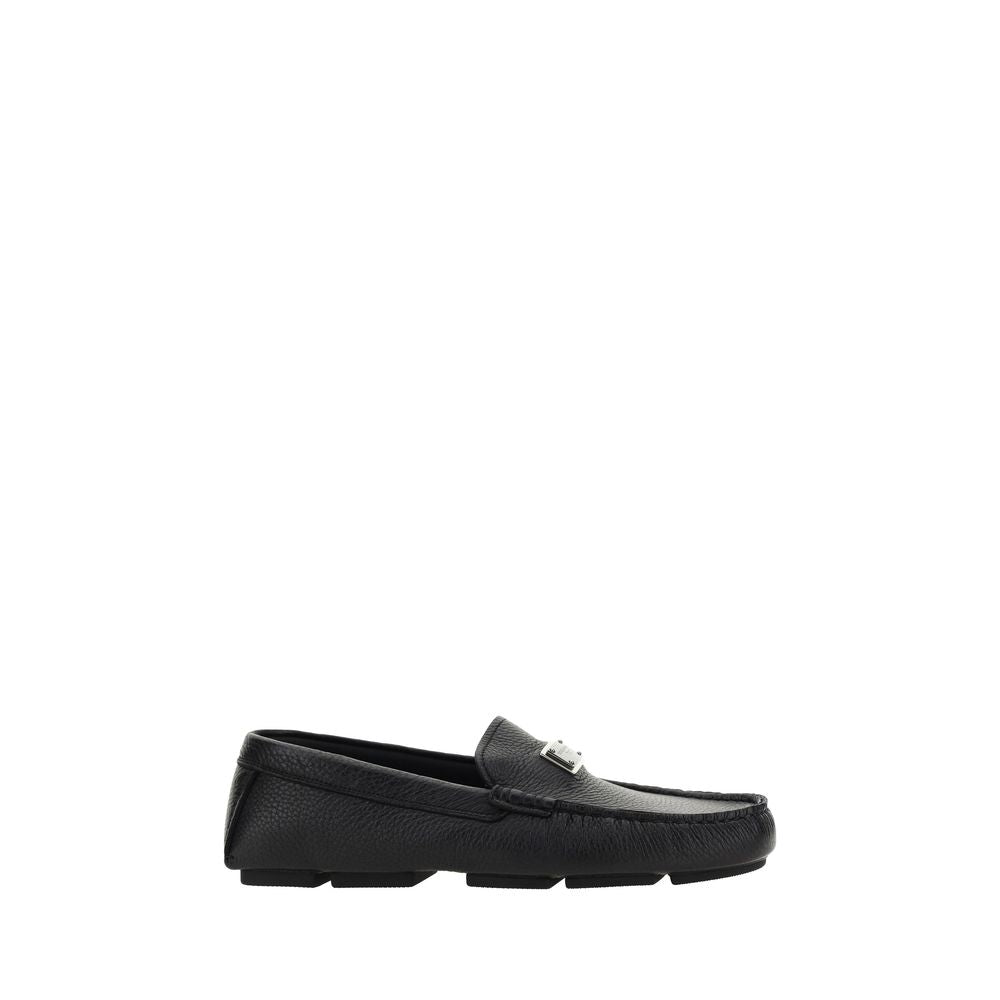 Black Rubber Slip-On Loafers