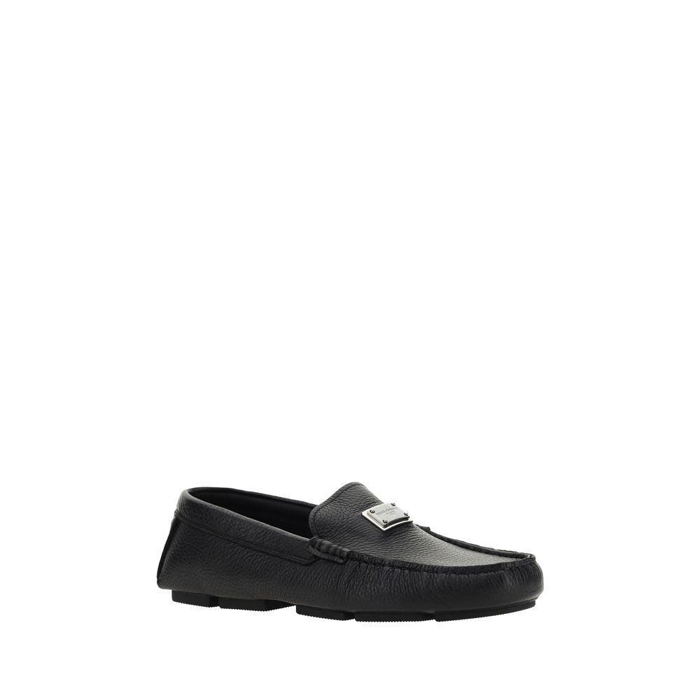 Black Rubber Slip-On Loafers