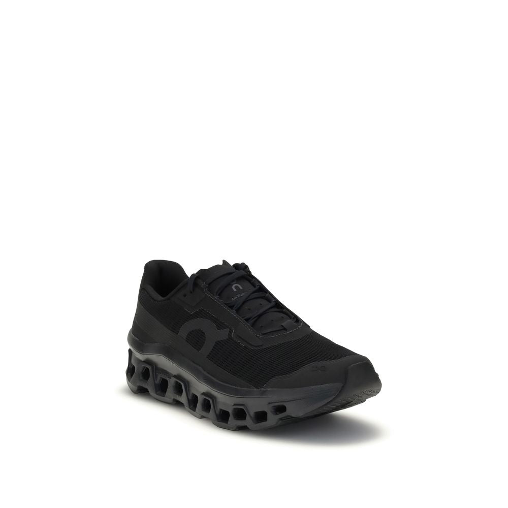 Black Recycled Polyester Athletic Sneakers
