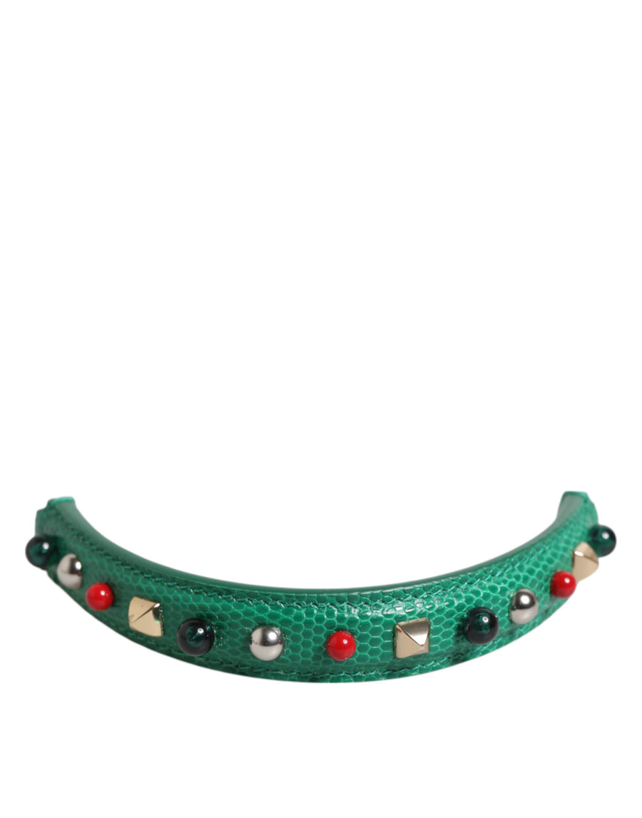 Green Embellished Leather Bag Handle Women Shoulder Strap