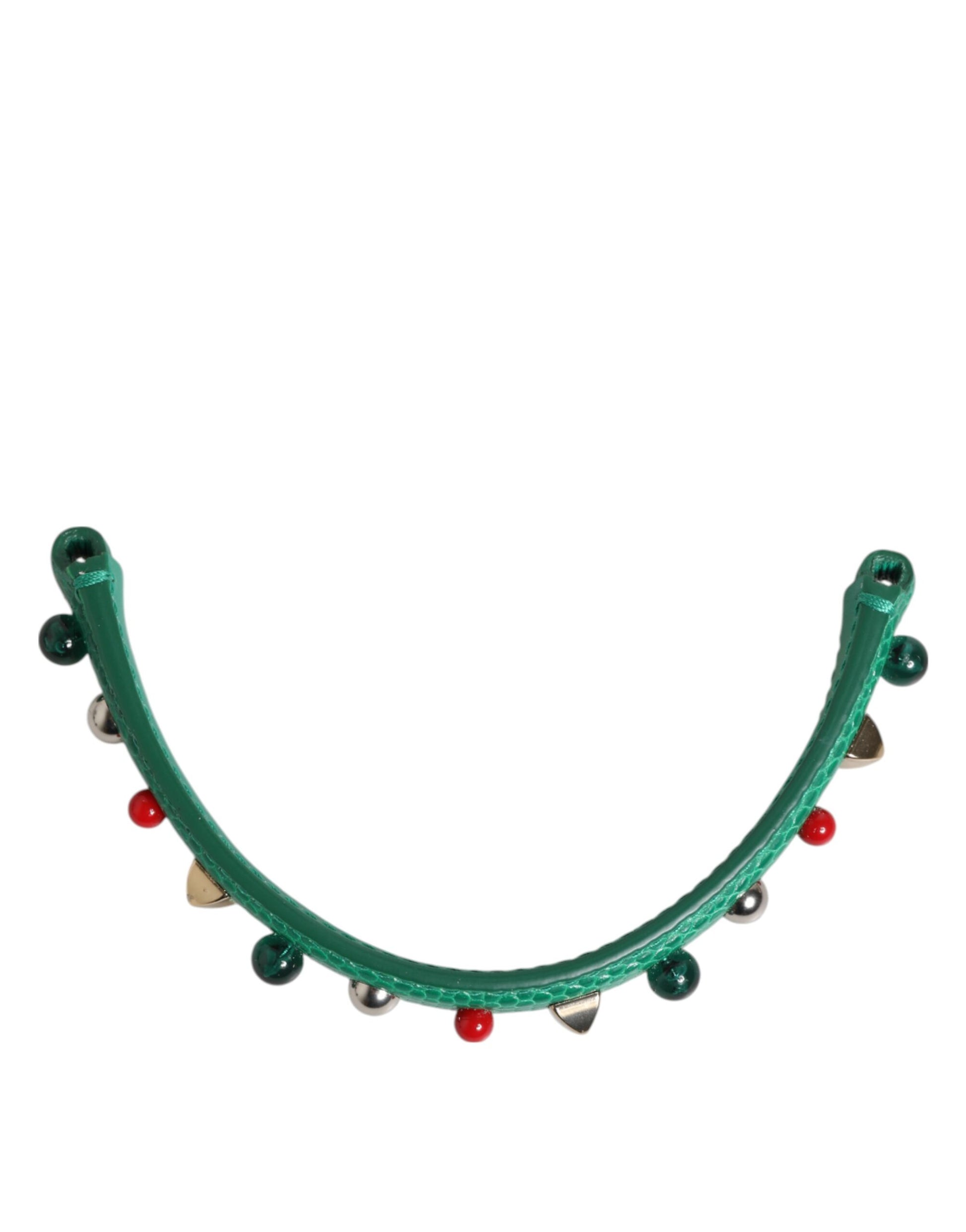 Green Embellished Leather Bag Handle Women Shoulder Strap