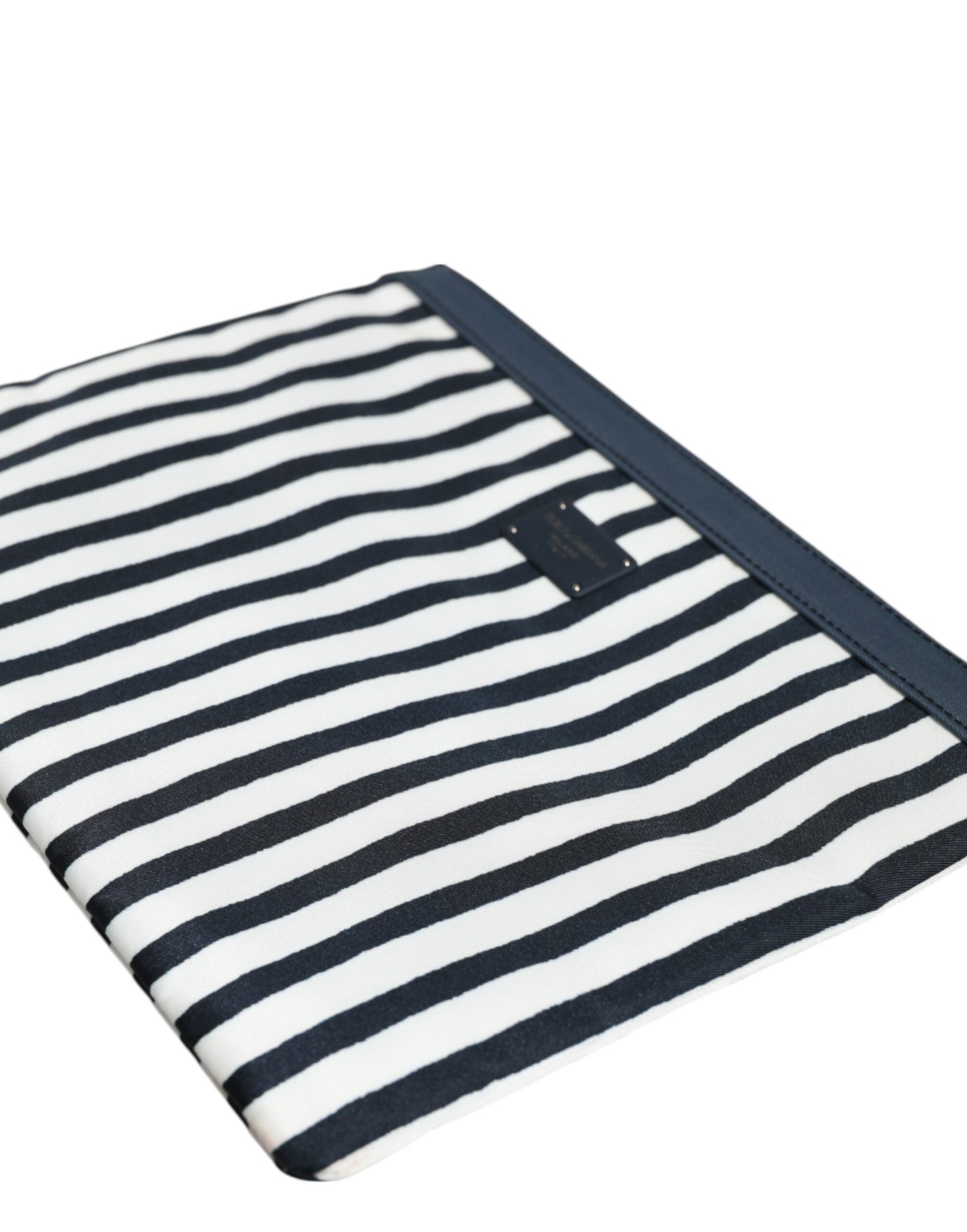 Black White Striped Logo Plaque Clutch Borse Pouch Bag