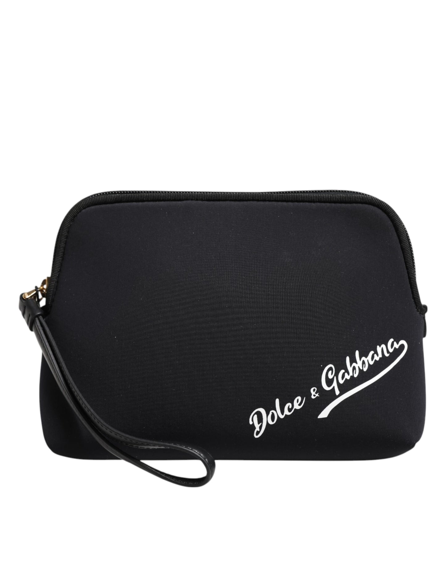Black Solid Nylon DG LogoPrint Clutch Zip Borse Pouch Bag