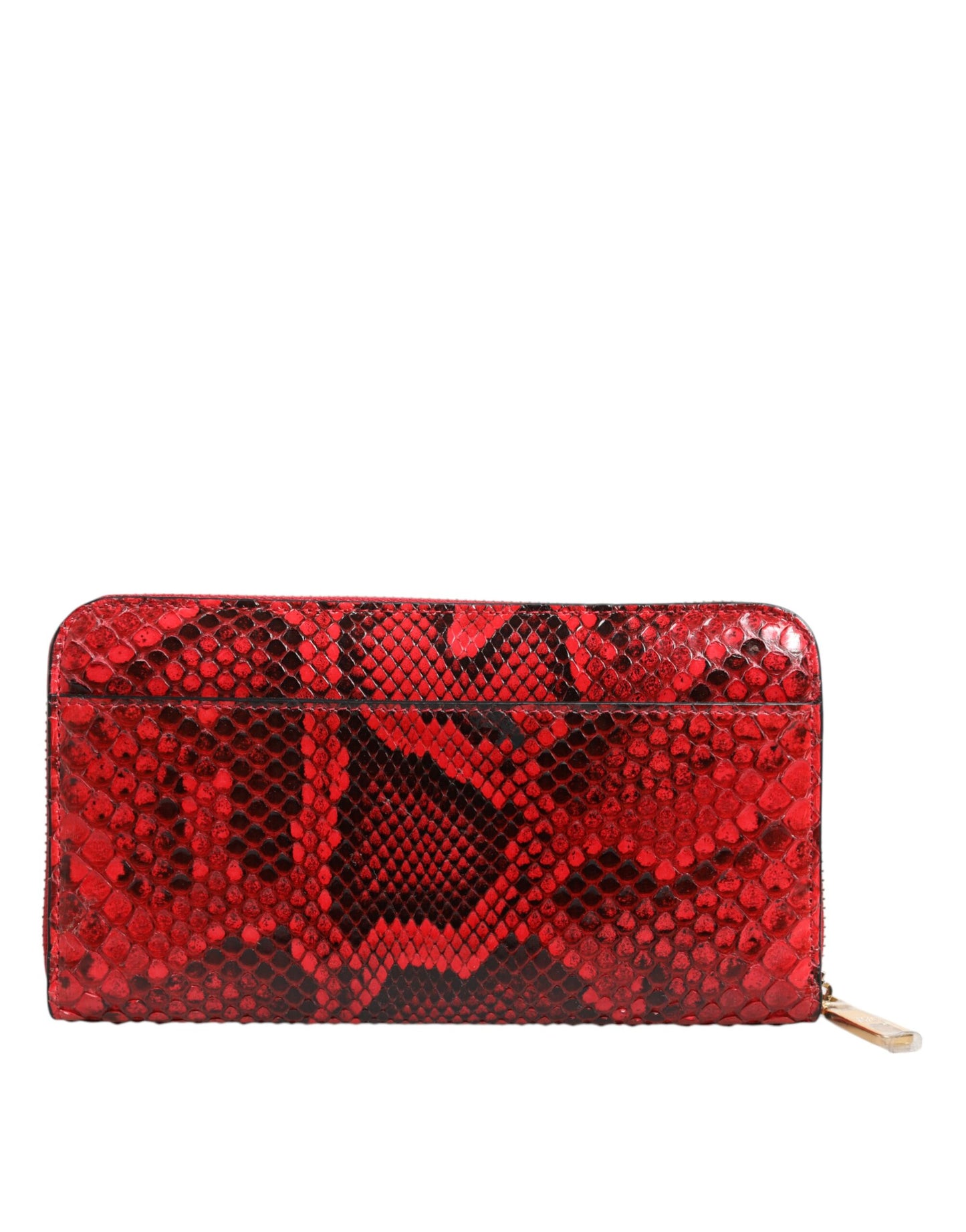 Red Exotic Leather Zip Around Continental Clutch Wallet