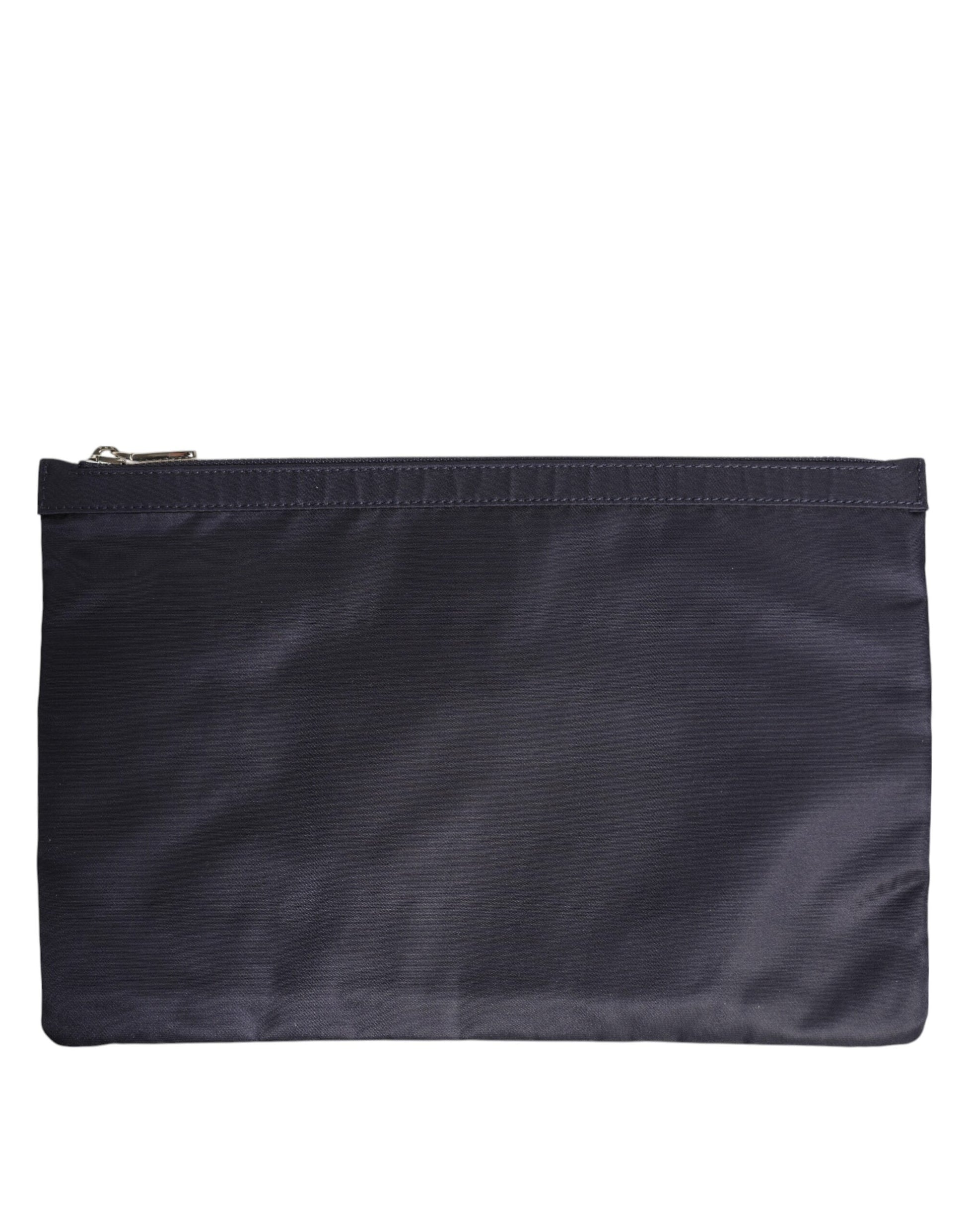 Blue DG Logo Patch Embellished Pouch Clutch Men Borse Bag