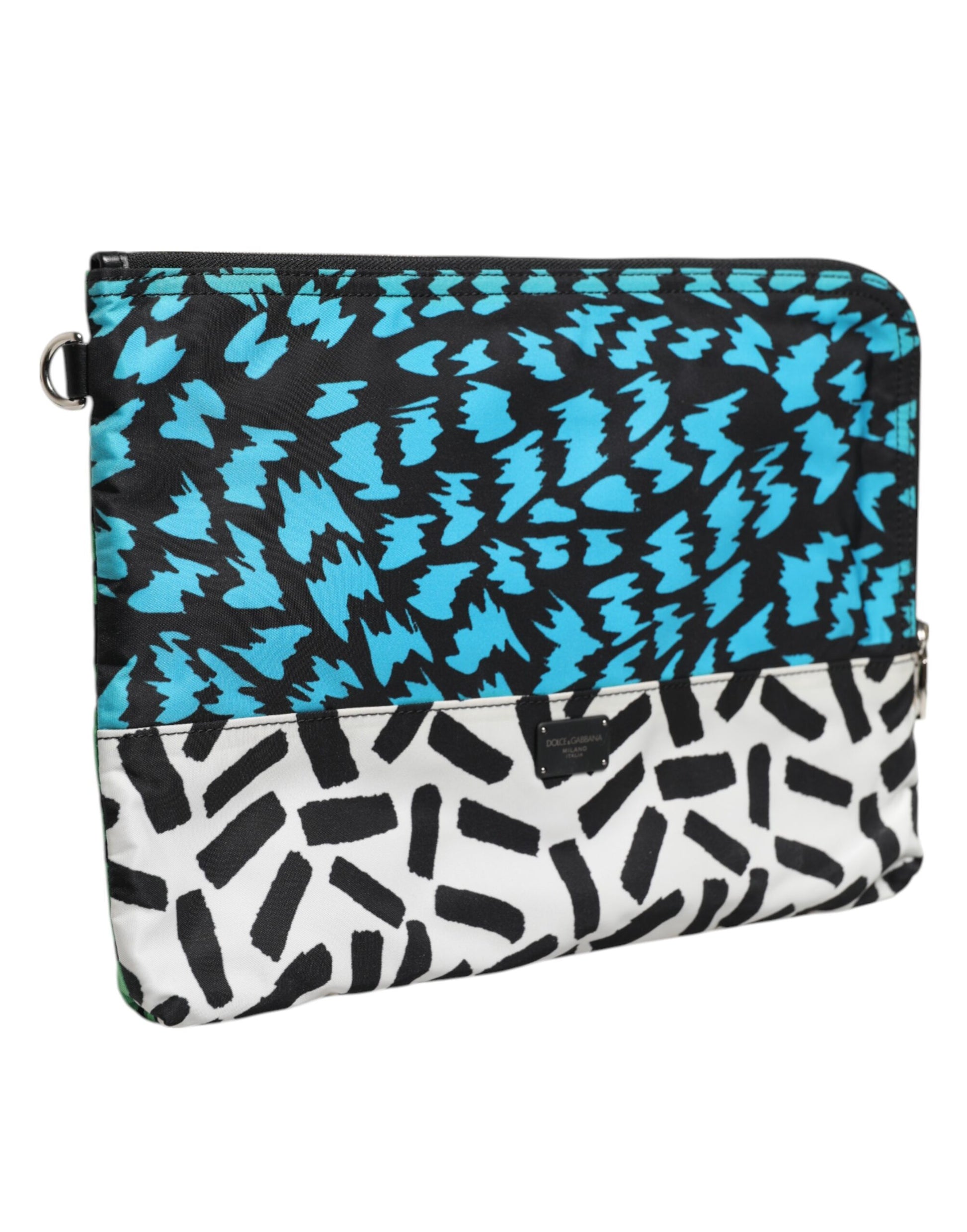 Multicolor Printed Nylon Logo Plaque Men Clutch Pouch Bag