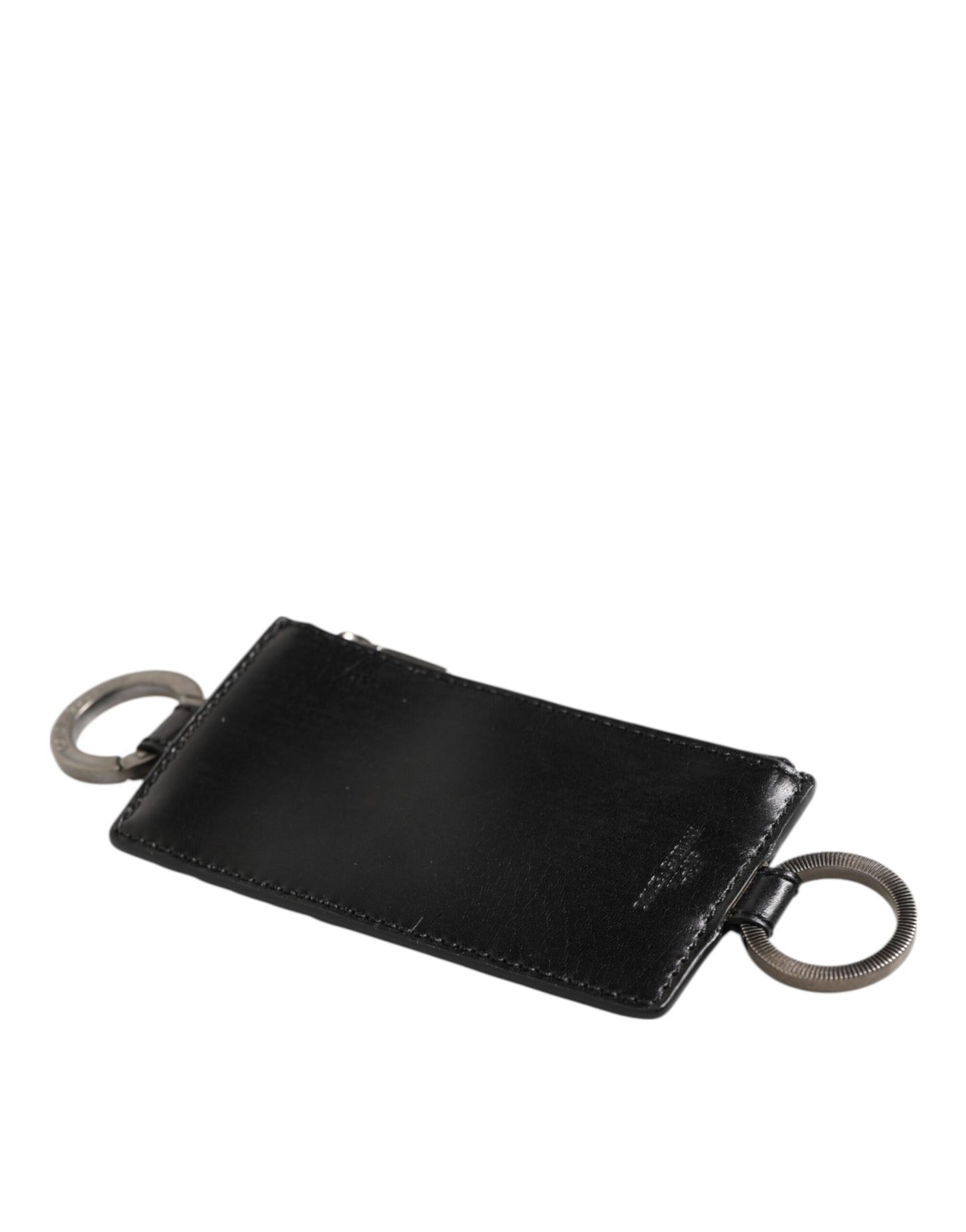 Black Leather Logo Embossed Lanyard Card Holde Wallet