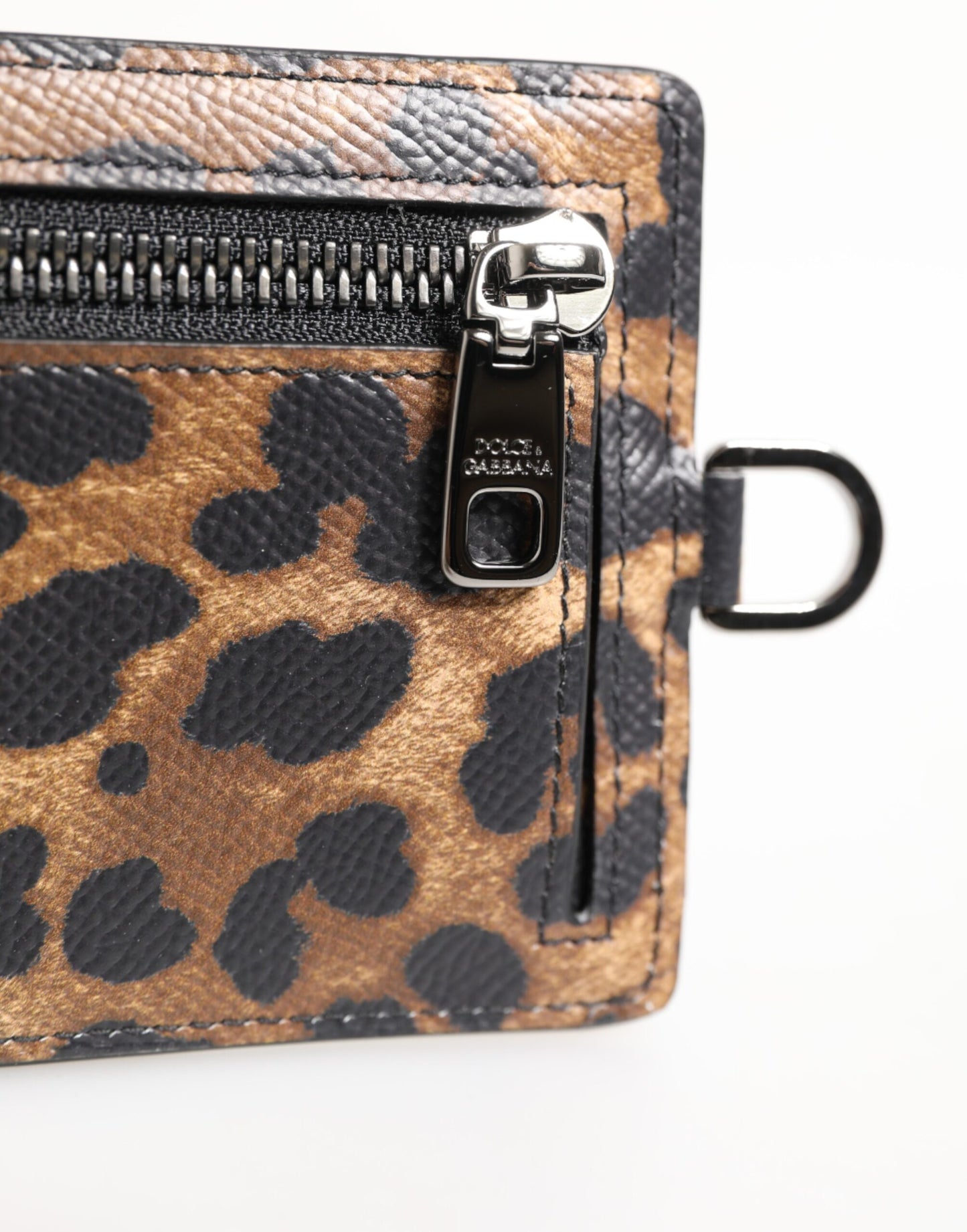 Leopard Print Leather Embossed Lanyard Card Holder Wallet