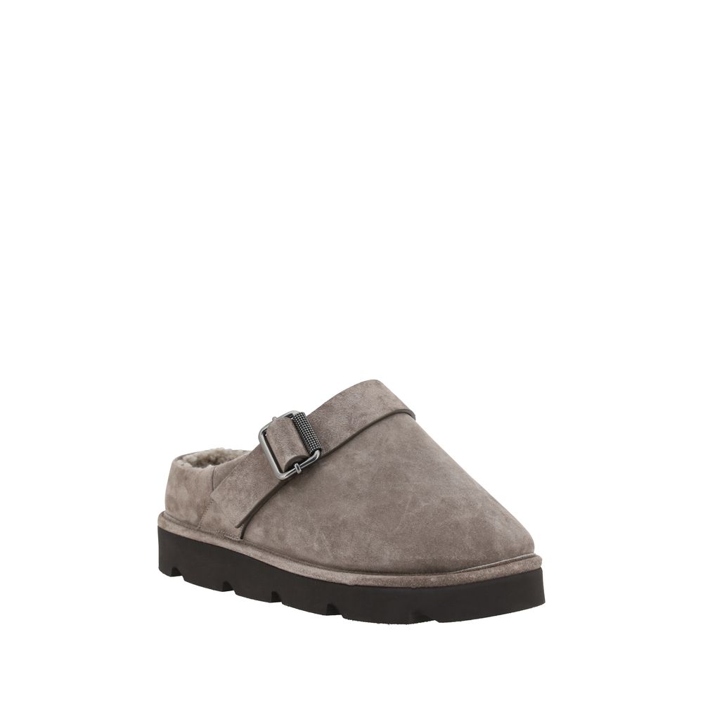 Gray Calf Leather Bos Taurus Clogs