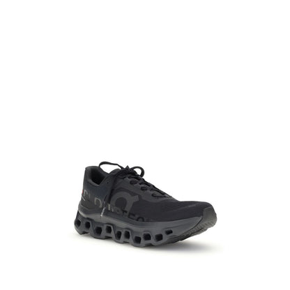 Black Polyester Athletic Sneakers