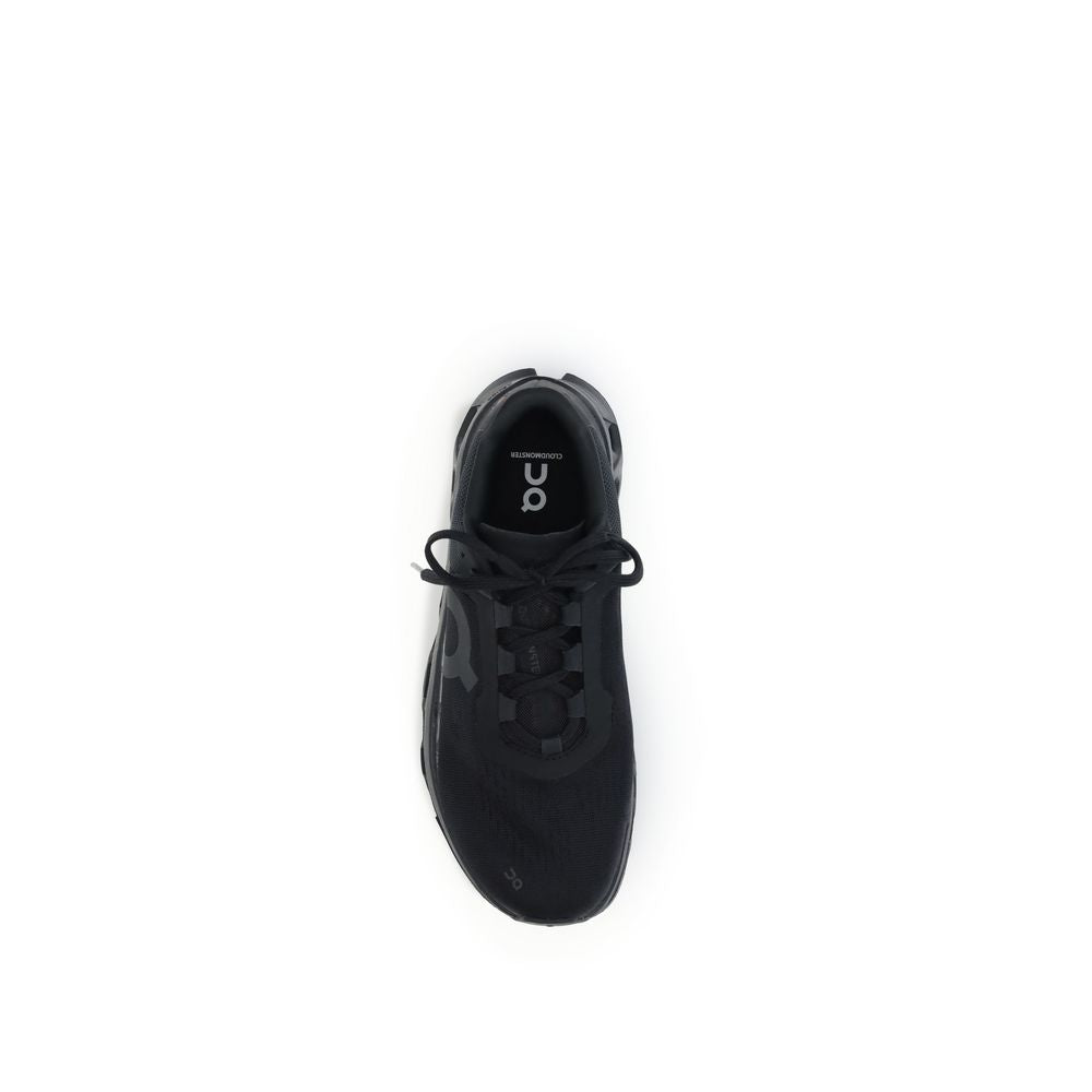 Black Polyester Athletic Sneakers