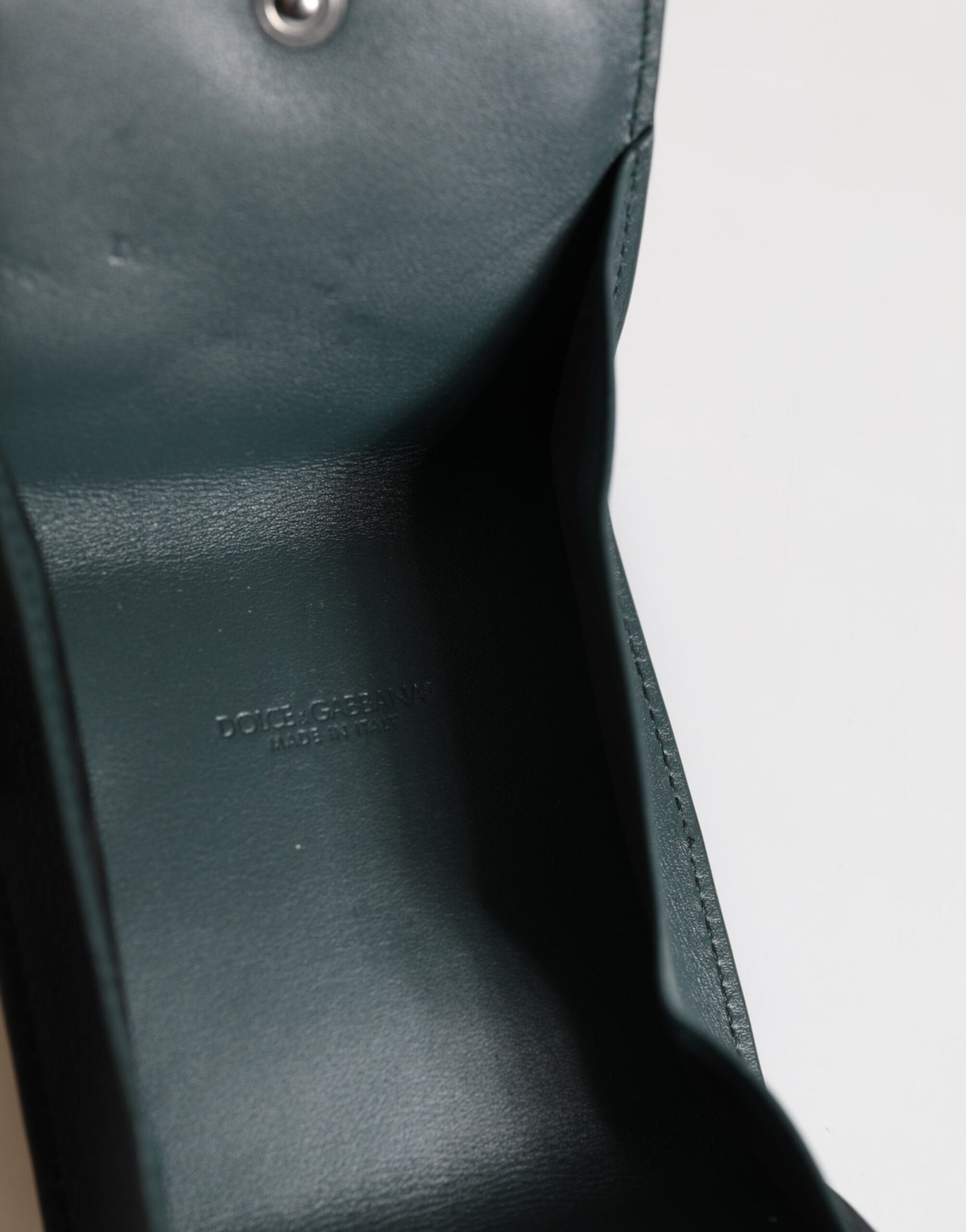 Dark Green Leather DG Logo Coin Purse Bag Charm Wallet