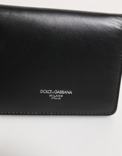 Black Leather DG Logo Bifold Card Holder Men Borse Wallet