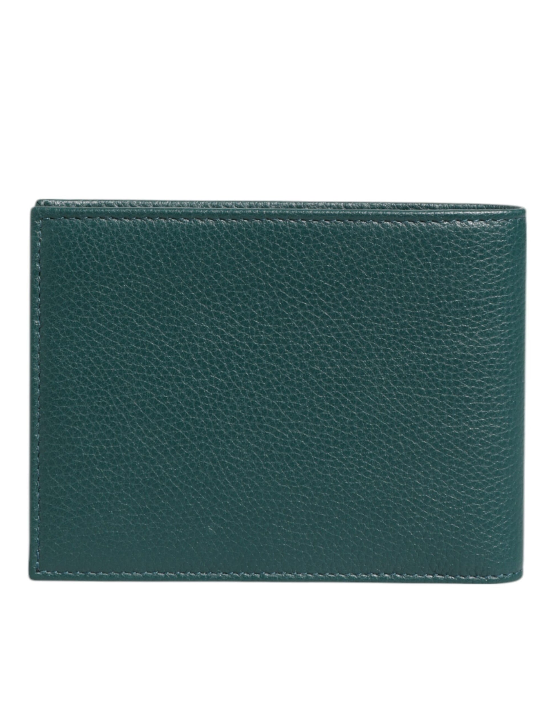 Green Leather DG Logo Plaque Bifold Card Holder Wallet
