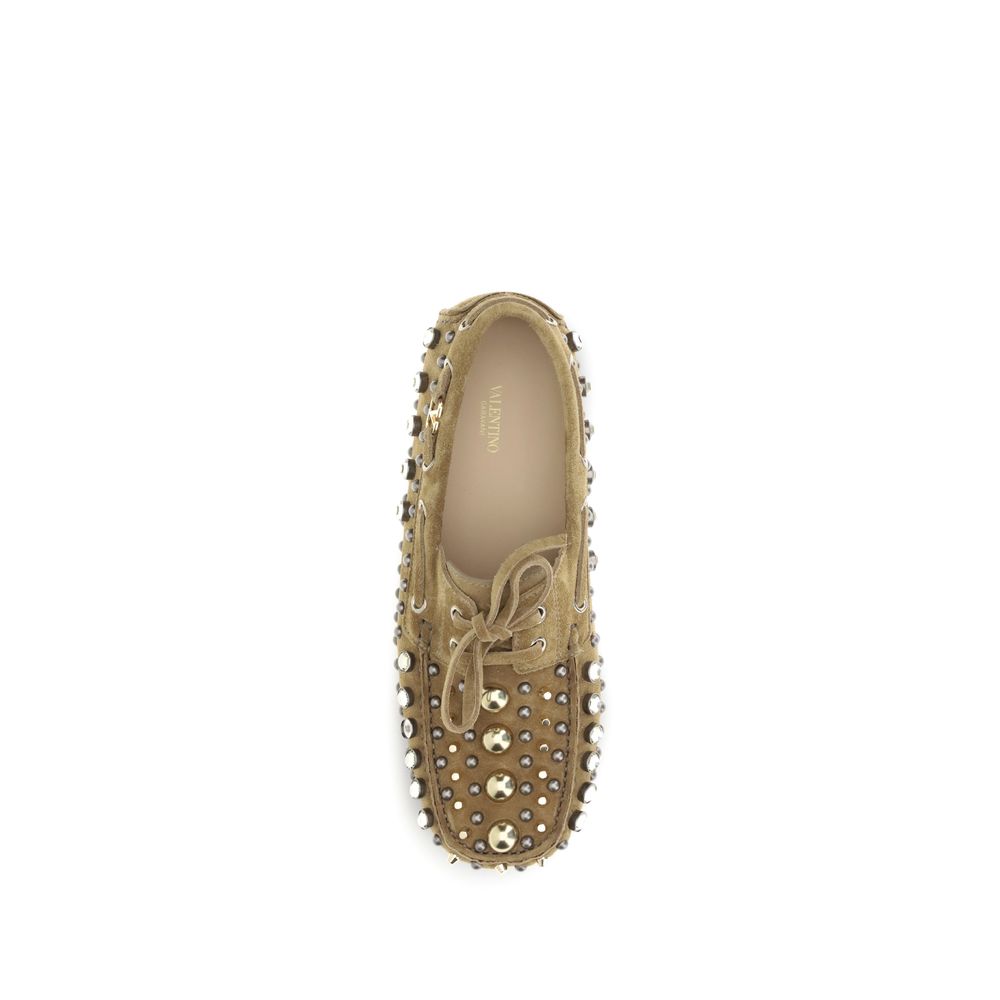 Beige Calf Leather Bos Taurus Slip-On Loafers