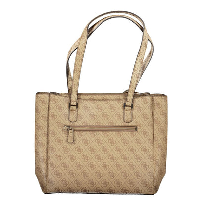 Beige Polyethylene Women Handbag