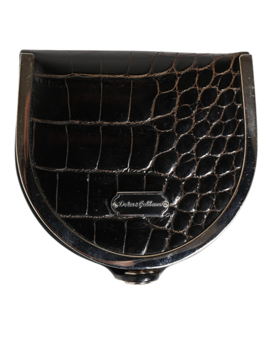 Black Polished Crocodile Leather Mens Coin Purse Wallet