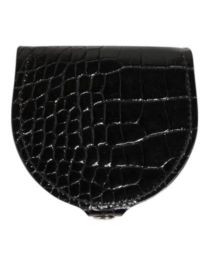 Black Polished Crocodile Leather Mens Coin Purse Wallet