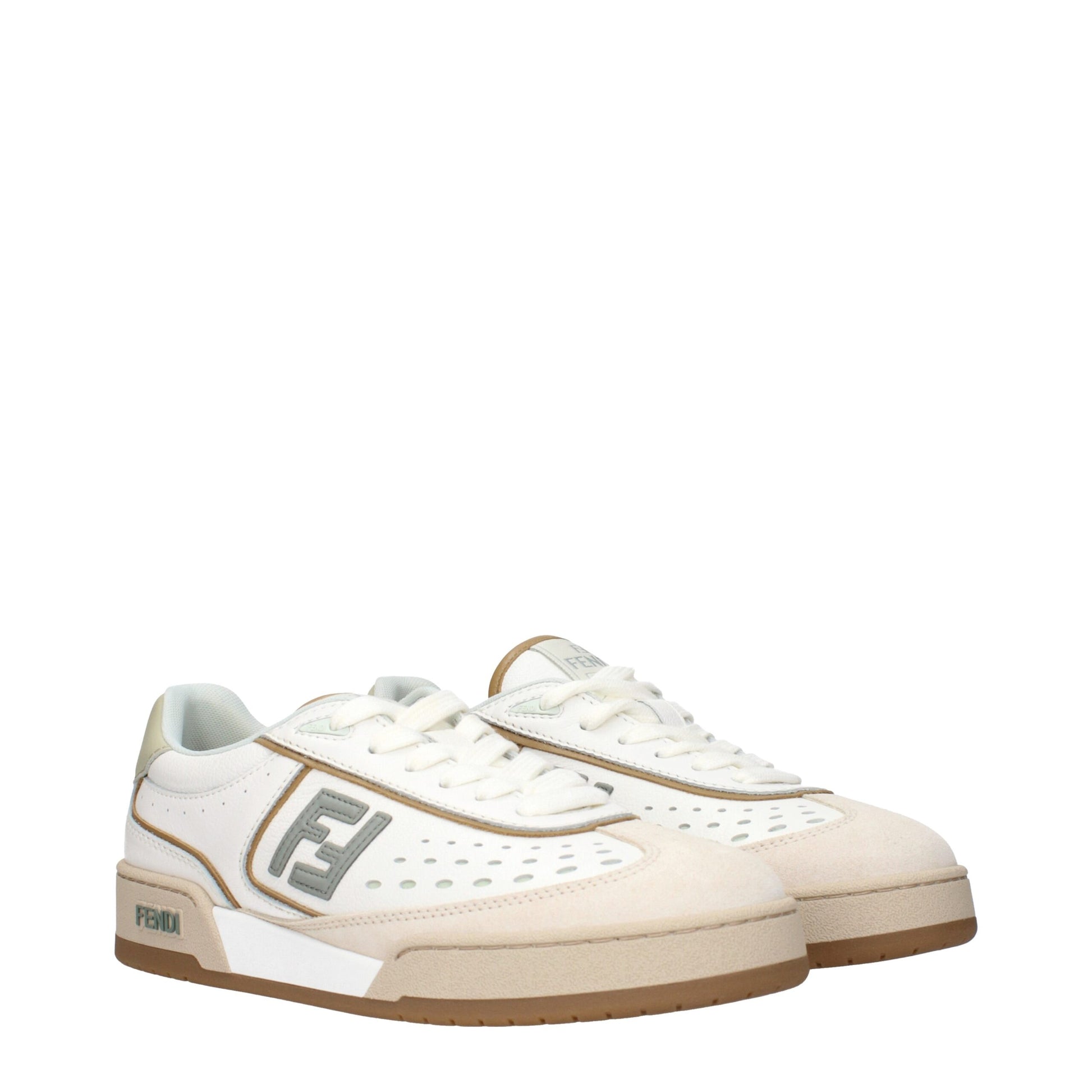 White Leather Low Top Sneakers