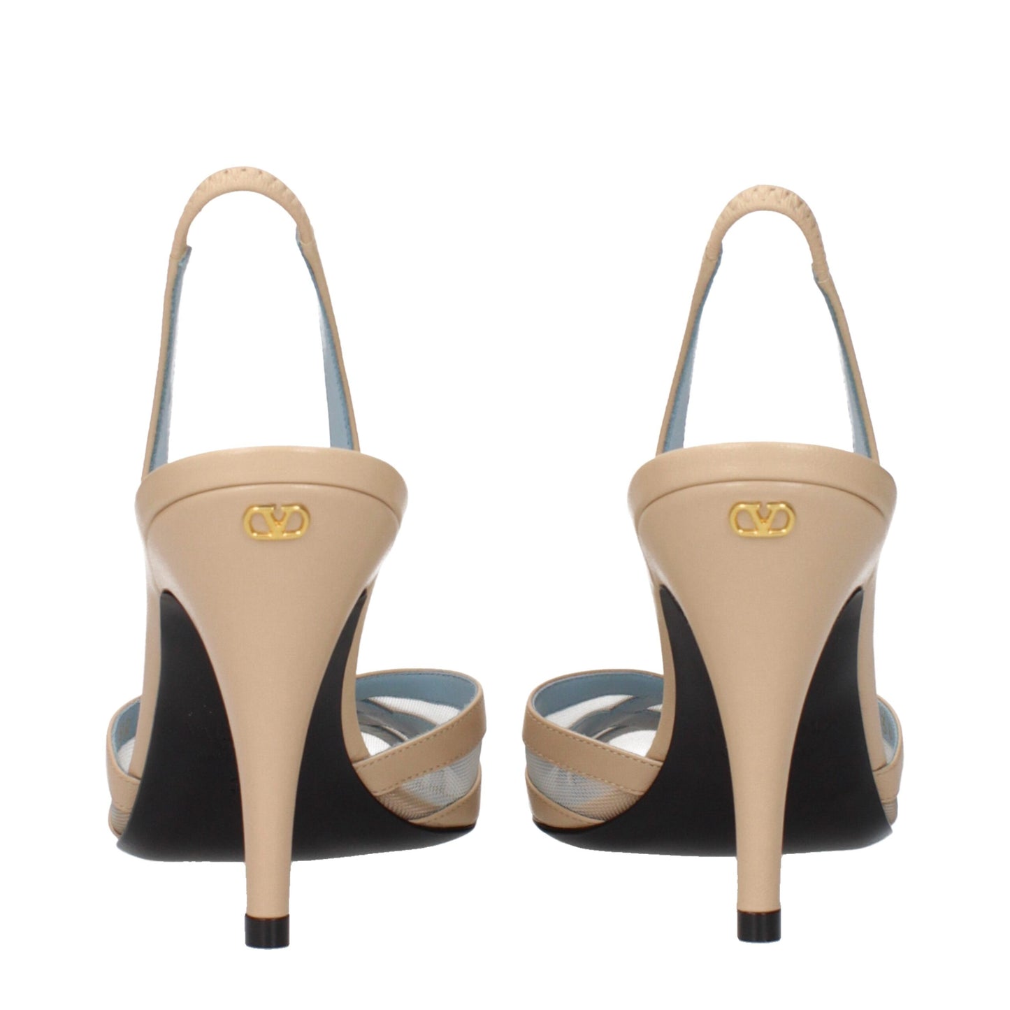 Beige Leather Stiletto Heel Sandals