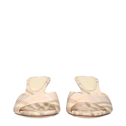 Pink Fabric Stiletto Heel Sandals