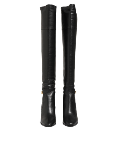Black Leather Over-The-Knee DG Boots  Shoes